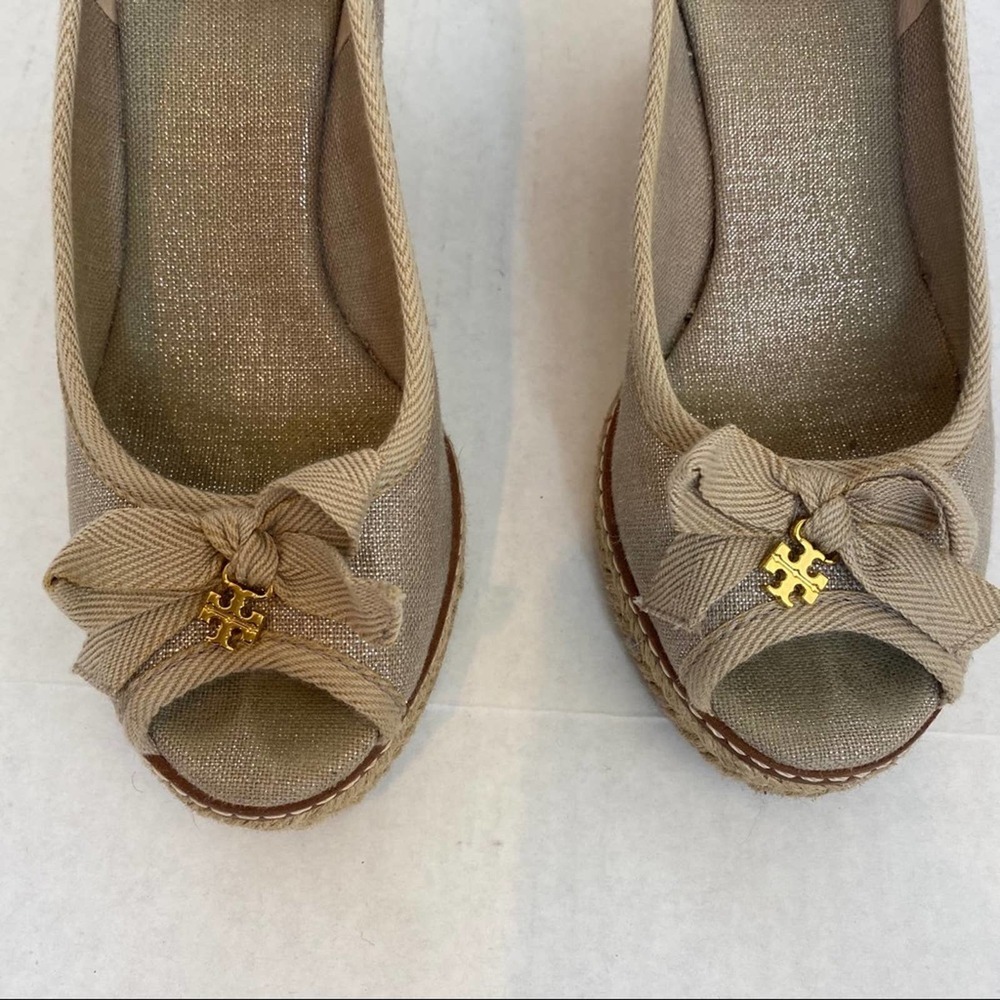Tory Burch Beige Jackie Bow Espadrille Wedge - Picture 7 of 11